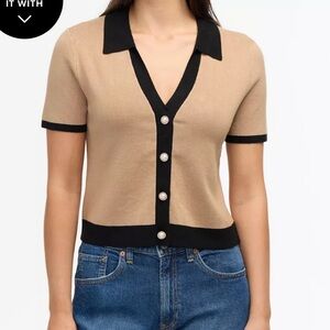 ellen tracy tipped polo sweater knit top